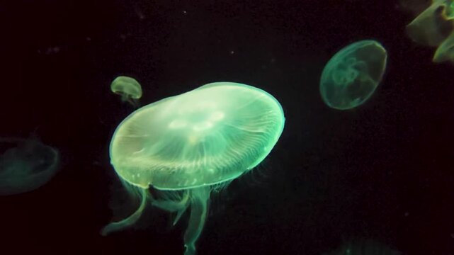 Footage of jellyfish at the South Carolina Aquarium in Charleston South Carolina USA