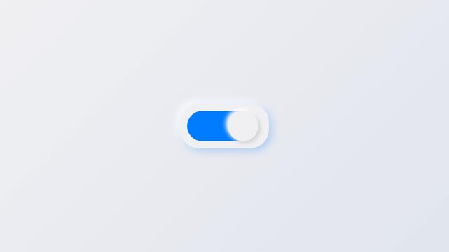 Minimalist blue toggle switch on light gray background