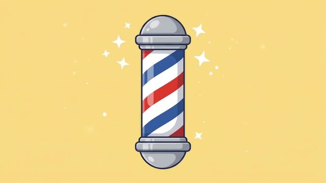 Barber Pole Icon with Sparkles - Classic Symbol of Hair Salon, Barbershop, and Grooming