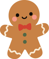 Obraz premium Cute gingerbread man Christmas cookie vector illustration