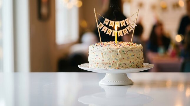 Happy birthday cake isolated on white background
