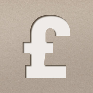 Pound sterling symbol png paper cut typography