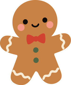 Cute gingerbread man Christmas cookie vector illustration
