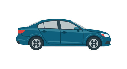 Fototapeta premium Side view of a blue modern sedan car isolated on white background.