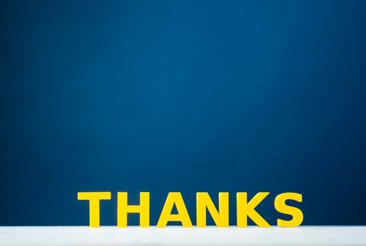 Thanks, thank you and gratitude message with yellow 3D letters and copy space