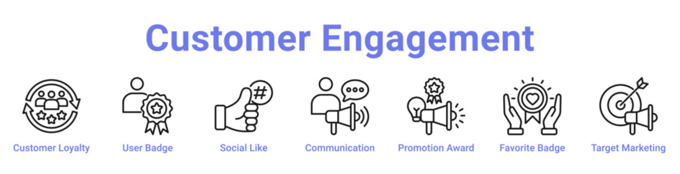 Customer Engagement Web Icon Banner and Collection
