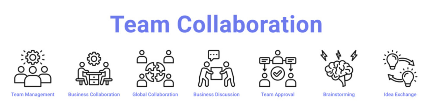 Team Collaboration Web Icon Banner and Collection