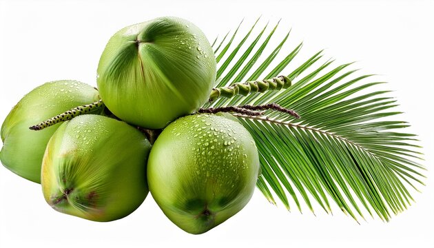 green coconut bunch with water drops cut out