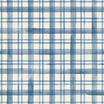 Soft blue watercolor plaid pattern