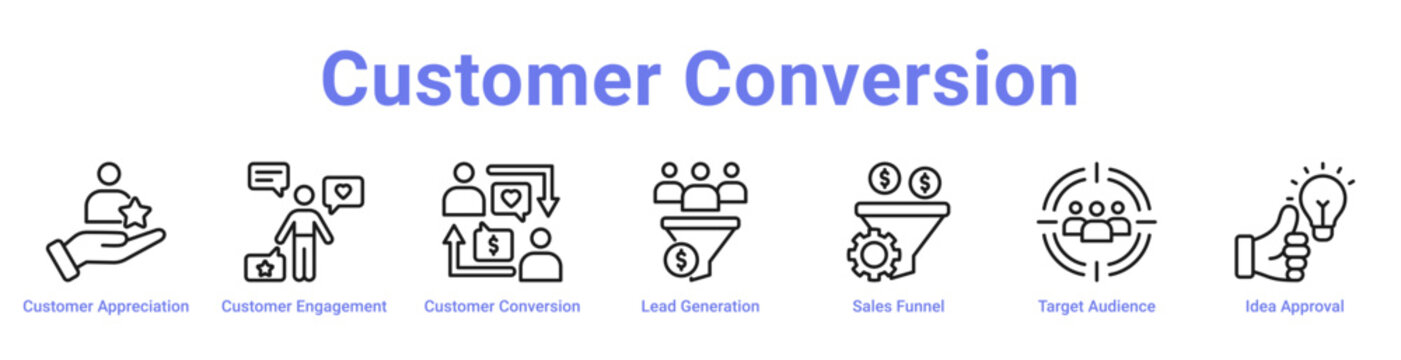 -Customer Conversion Web Icon Banner and Collection