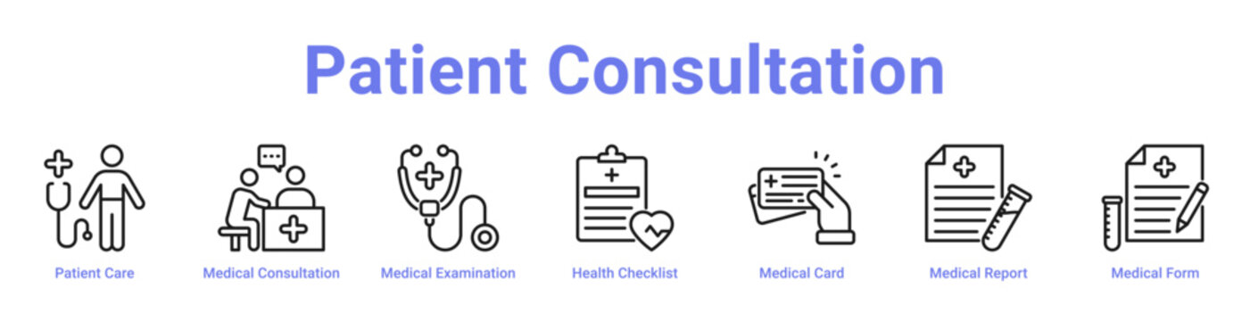 -Patient Consultation Web Icon Banner and Collection