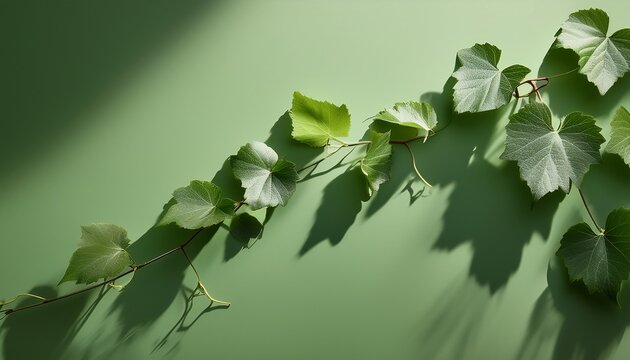 trailing green vine shadow on minimalist sage background