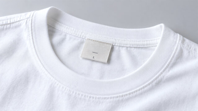 シンプルな白Tシャツの品質表示・ブランドタグイメージ