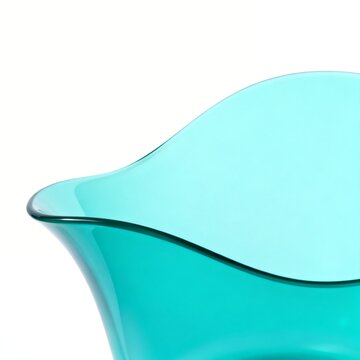 Curved Turquoise Glass Vessel with Wavy Rim