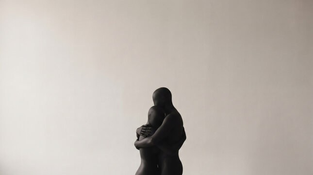 World mental health day concept with two figures hugging