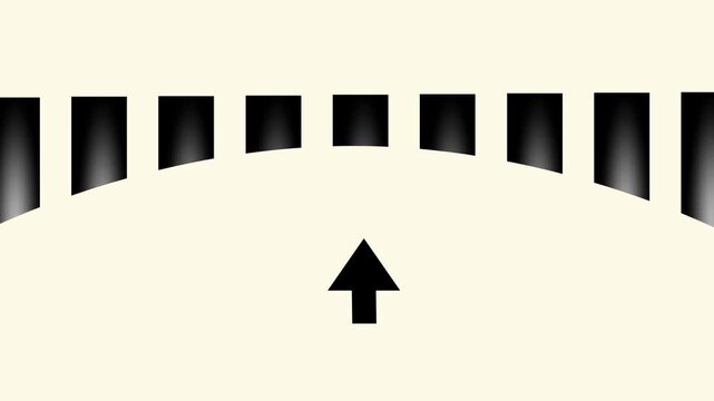This visual displays a curved arch design featuring vertical pillars and an upward arrow pointing toward the center