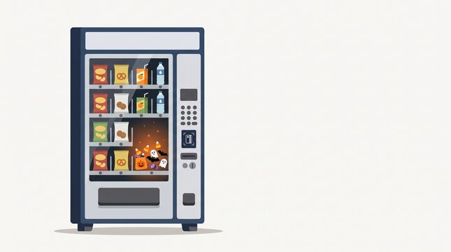 modern vending machine with snacks and cold drinks automated retail equipment flat vector illustration