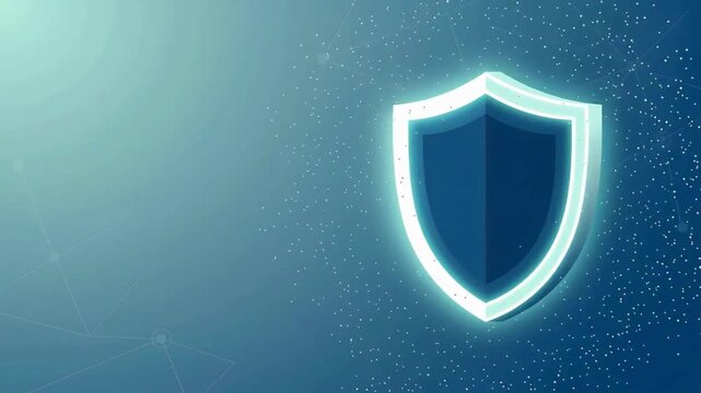Firewall protection concept with digital shield icon, animated motion graphic