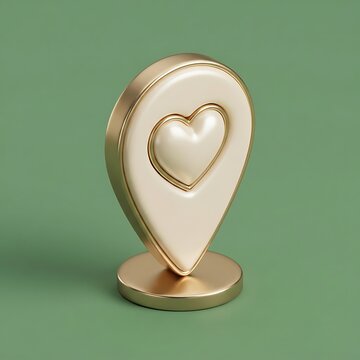 Wedding location pin icon with a heart symbol for romantic map navigation and events