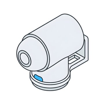 Isometric security camera icon on white background