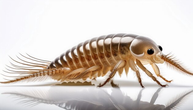 scuttling amphipod on a white background