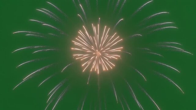 Firework explosion chroma key green joyful celebration happy bright glowing brilliant dynamic festive holiday night sky colorful magic sparkle