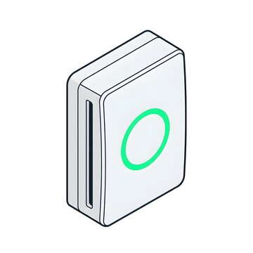 Isometric electronic card reader device with green light