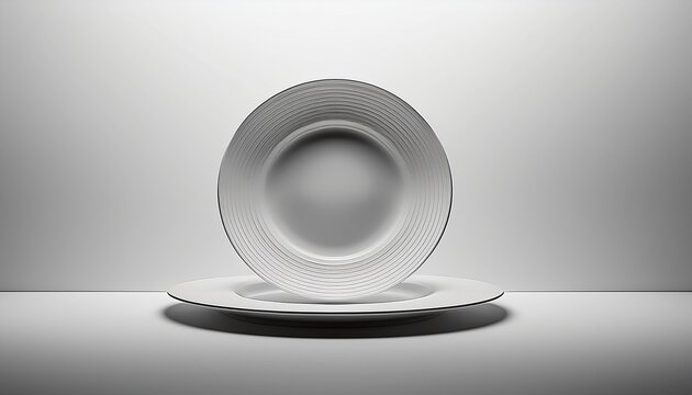 a plate in the void a minimalist monochrome composition on white or white background