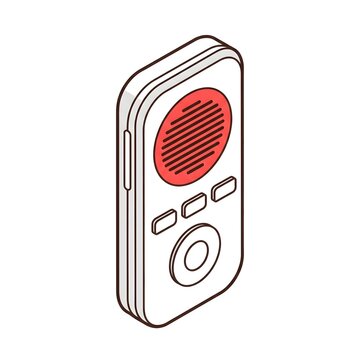 Isometric portable music player electronic gadget illustration