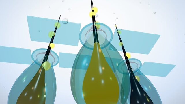 Abstract 3D View of Golden Serum Entering Hair Follicles
