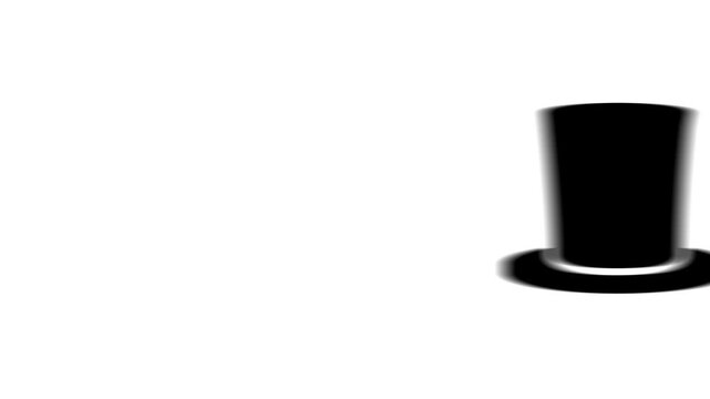 Animation set, top hat symbol. Animations: transparency, zooms, transition top to down, transition left to right, slide up to down, slide left to right
