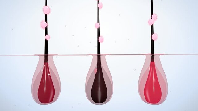 3D cross section of hair follicles receiving serum treatment drops