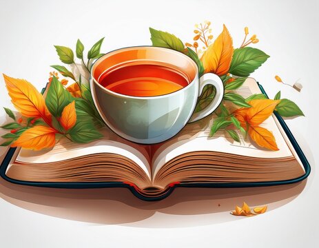 sorry irm booked open book with tea reading book design cut out white background with shadow ai generated