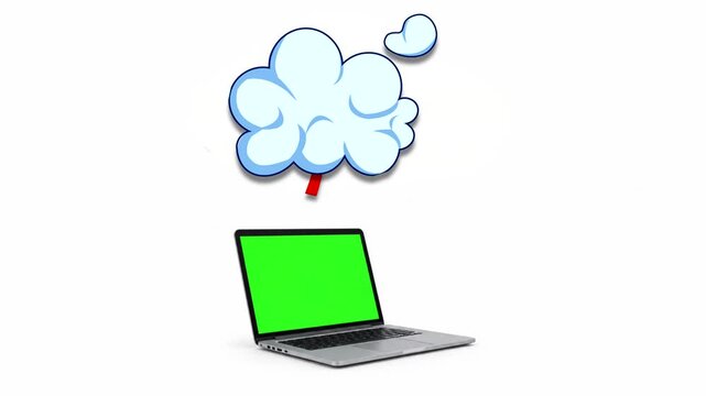Laptop with green screen information to the cloud