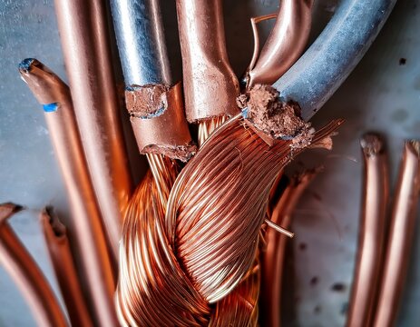 damaged electrical wiring close up of exposed copper and frayed insulation highlighting electrical safety hazards and the need for inspections
