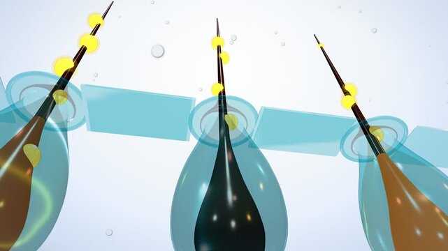 3D Animation of Serum Droplets Moving Down Hair Follicles into Pores