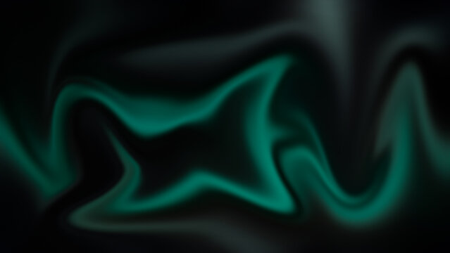 Abstract Emerald Green Glowing Wave on Black Background. Glowing liquid & light wave background
