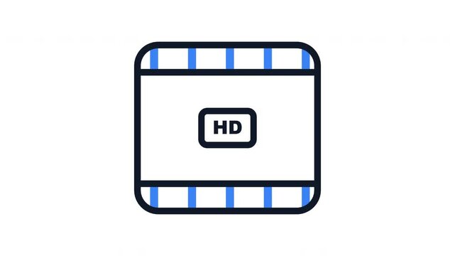 High definition HD film strip frame icon on white background