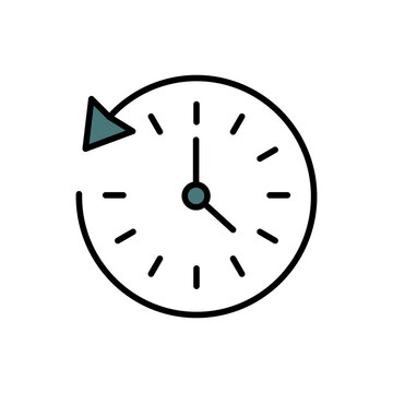 Clock with Arrow Time History Back Counter Clockwise Vector Icon