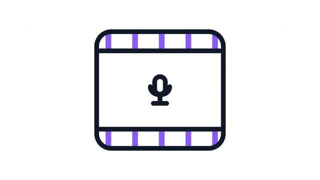 Film strip icon with microphone for voiceover and podcast media