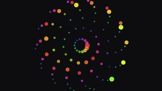Colorful abstract dots forming a circular logo motion graphics for loading background loop