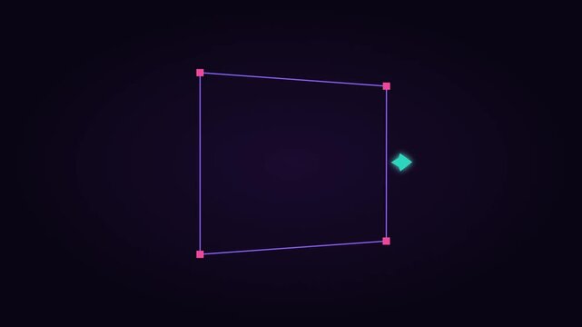 Animated Neon Cursor Editing Vector Shape Nodes on Dark Background