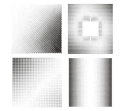 Abstract Black and White Halftone Dotted Gradient Pattern Texture Set for Modern Graphic Poster Background Design