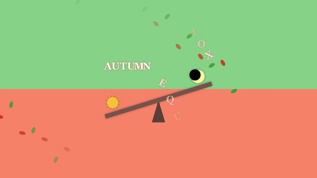 Autumn Equinox Concept with Seesaw Sun and Moon Illustration