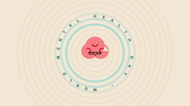 Mental Health Awareness Graphic with Spinning Text and Cloud Icon