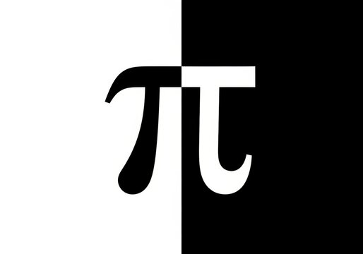 Mathematical pi symbol centered on a split black and white background