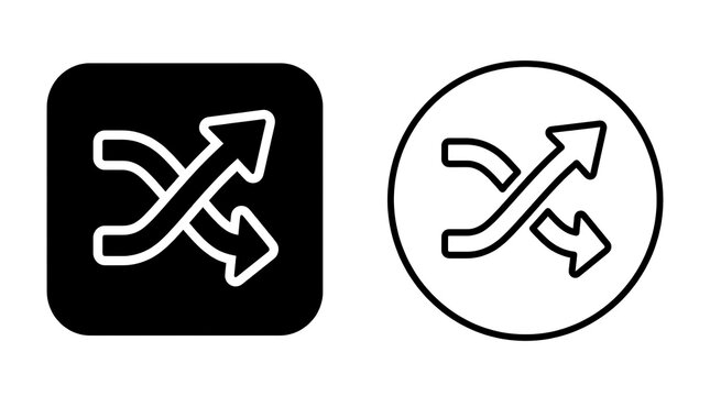 Minimalist shuffle icons set with intersecting arrows for music player interface design