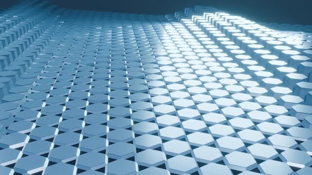 Abstract Hexagon Grid Elevation Wave Technology Background Loop