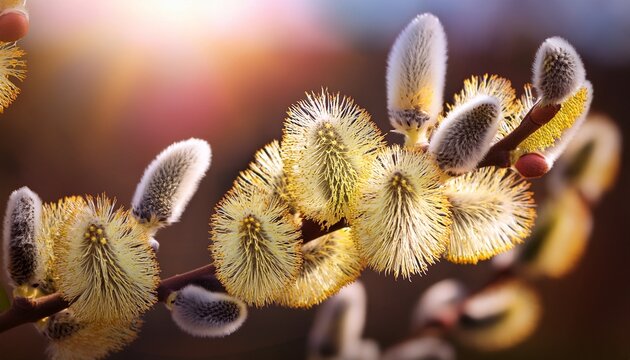salix caprea known as goat willow or great sallow catkins