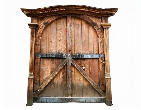 old mining wooden door on white background